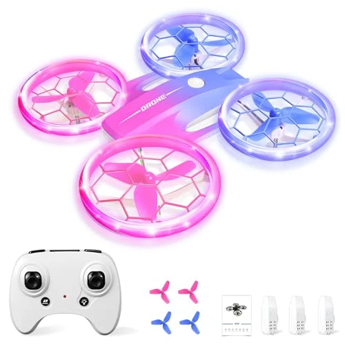 Charmofun Mini-drone voor kinderen, vliegtuig, op afstand bestuurd speelgoed met ledverlichting, drone met 3 batterijen, Ricaricabili, capriool 360°, cadeaus voor jongens en meisjes vanaf 6 7 8 9 10