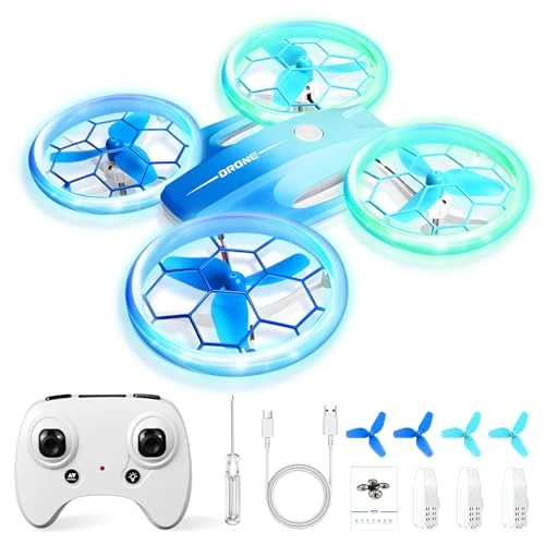 Charmofun Mini-drone voor kinderen, op afstand bestuurbaar speelgoedvliegtuig met 4 led-lampen, radiocommand drones met 360° rotatie, 3 batterijen, cadeaus voor jongens, meisjes van 6, 7, 8, 9 en 10
