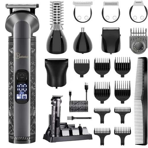 Zeitlich begrenztes Angebot: Hatteker Männerpflegeset 8-in-1, Zero-Gap-T-Klinge Trimmer, wasserdichter Trimmer, Haarschneider für Männer, Barttrimmer elektrisch, Kabelloses Männerpflegeset, Elektrischer Rasierer für Männer von 31.99 € auf 31.99 € (0.00% R