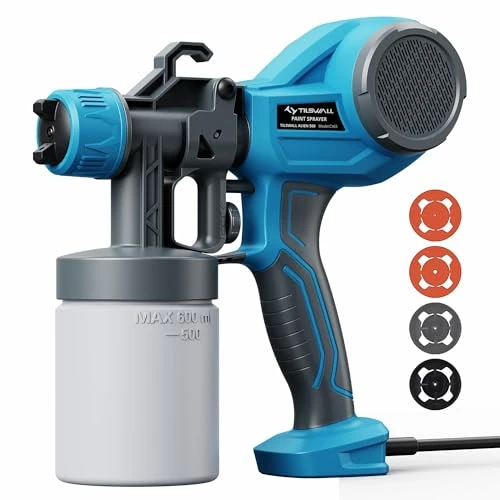 Tilswall Paint Gun, Ultra-Light Electric Paint Gun with 600ml Capacity, with 4 Nozzle & 3 Modes for Fences, Sheds, Garden, Furniture, Walls and Ceilings