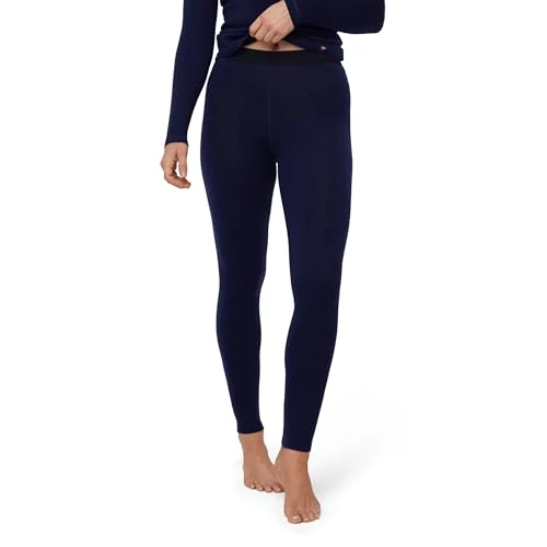 DANISH ENDURANCE Leggins Thermique Femme en Laine Mérinos, sous-Couche Chaude, Bleu Marine Foncé, XL