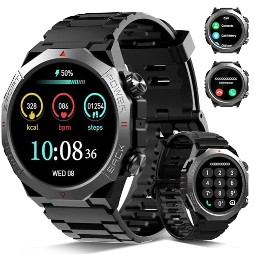 Offre limitee: Montre Connectée Homme, 1.39" HD Militaire Smartwatch avec Appel Bluetooth, Smart Watch Homme avec 110+ Modes Sportifs/Cardiofrequencemetre/Sommeil, Etanche IP68 Montre Intelligente pour Android iOS de 69.99 EUR a 32.99 EUR (economie 53%)
