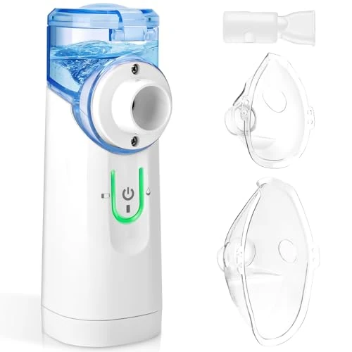 Offerta a tempo: Pmgud Aersol Portatile Silenzioso,Macchina Aerosol Adulti e Bambini Nebulizzatore Apparecchio Aerosol con 2 Maschere e Boccaglio, Macchina Aerosol per Viaggi e Uso Domestico - 17% da 28.99 € a 23.99 €