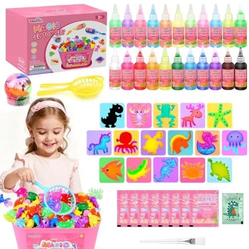 Offerta a tempo: Dreamon Aqua Gelz Set 3D 53PCS, Magic Jelly Set Rosa con 22 Gel Colorati e 16 Formine, Giocattolo Creativo DIY per Bambine 3+ Anni, Regalo Perfetto Educativo - 51% da 39.98 € a 19.75 €