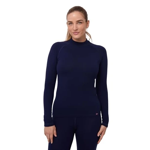 DANISH ENDURANCE Haut Termique Femme en Laine Mérinos, sous-Couche à Manches Longues, Bleu Marine Foncé, S