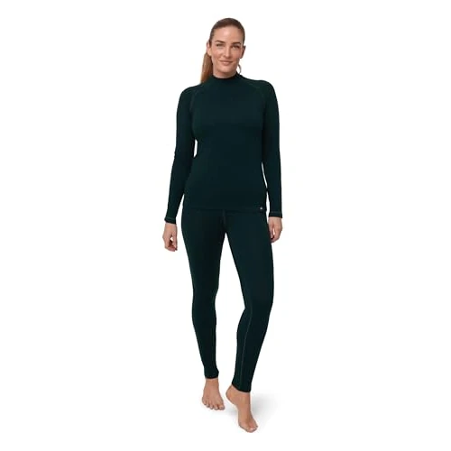 DANISH ENDURANCE Ensemble Thermique Femme en Laine Mérinos, sous-Vêtements Chauds, Vert foncé, L