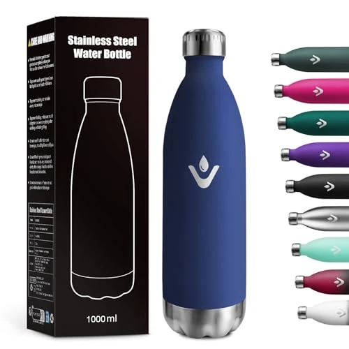 Offerta a tempo: Borraccia Termica 1L, Bottiglia Acqua in Acciaio Inox, Antigoccia, Borraccia Riutilizzabile, senza BPA, Isolamento Doppia Parete per Scuola, Adulti, Ufficio, Sport, Palestra, Campeggio e Viaggi - 0.00% da 15.74 € a 15.74 €