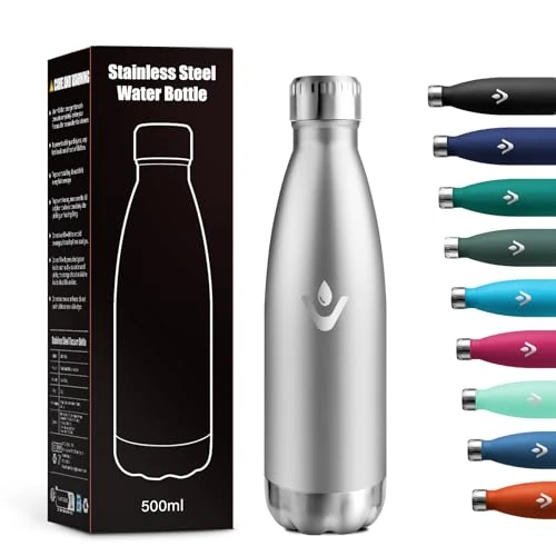 Oferta ograniczona: Butelka termiczna 500 ml, butelka odporna na kapanie, butelka termiczna bez BPA, izolowana podwójna ścianka, butelka na wodę ze stali nierdzewnej, wielokrotnego użytku butelka termiczna dla dzieci z 14.99 EUR na 11.71 EUR (znizka 22%)