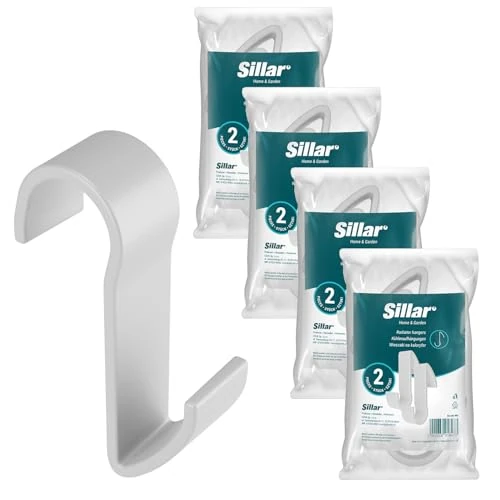 Sillar Ganci per termoarredo bianchi 8 pezzi – ganci scaldasalviette bagno senza forare, appendini termoarredo bagno, ganci doccia accappatoio, porta asciugamani termosifone ABS