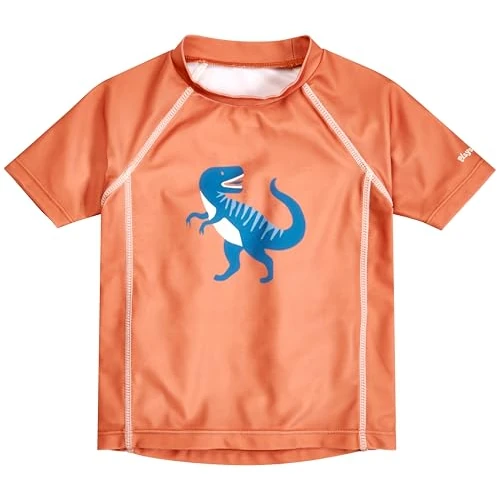 Offerta a tempo: Playshoes Camicia da Nuoto Unisex per Bambini, Modello Rash Guard, Motivo Dinosauro ocra, 74-80 - 12% da 24.99 € a 21.90 €
