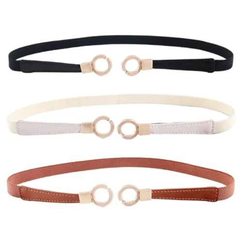 Juego de 3 cinturones elegantes para mujer, cinturones de cintura alta, cinturones finos para mujer, cinturones de moda, cinturones ultrafinos para pantalones de vestir y jeans.