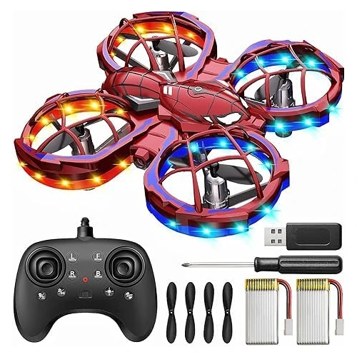 Offerta a tempo: Drone Spider Mini per Bambini, Drone Telecomandato per Principianti con Evitamento Ostacoli, Giocattolo per Bambini 3+ Anni, 3 Velocità, 360°, Volo Stazionario Automatico - Regalo Compleanno o Natale - 25% da 39.99 € a 29.98 €