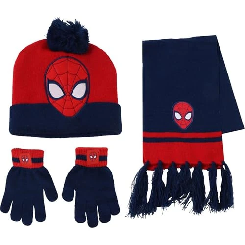 CERDÁ LIFE'S LITTLE MOMENTS Dziecięcy zestaw czapek, rękawiczek i szalików Spiderman zimowy zestaw termiczny, idealny na zimno 3 sztuki, standardowy (3 sztuki) unisex dzieci