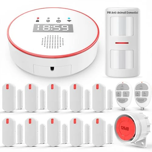 Oferta limitada: YISEELE Kit Alarma casa 5 GHz Wi-Fi: con Reloj y App Gratis - Completo 1 Sirena 125dB - 1 PIR Anti-Mascotas - 10 Sensores Puerta/Ventana - 2 Mandos - 1 Central - Compatible con Alexa y Google Home de 99.99 EUR a 99.99 EUR (ahorro 0%)
