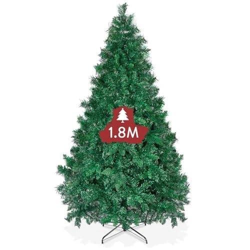 Oferta limitada: OUSFOT Arbol de Navidad 180 cm,Realista Verde Arbol de Navidad 815 Ramas con Base de Metal Material de PVC,Ideal para Navidad,Sala de Estar,Decoración de Tiendas de 79.99 EUR a 39.99 EUR (ahorro 50%)