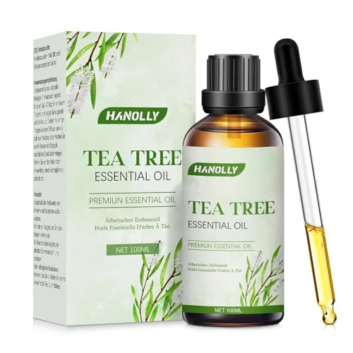 Offerta a tempo: HANOLLY Olio Essenziale Tea Tree Oil 100ml, Oli Essenziali per Diffusori Albero del tè Naturali, Profumati di Aromaterapia Olio per Massaggio Corpo, Candele Fai da Te, Diffusore, SPA, Bagno - 40% da 19.99 € a 11.99 €