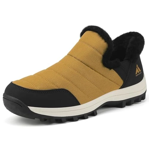 Mishansha Winterschuhe Damen Gefüttert, Rutschfest Warme Slip-on Winterstiefel für Frauen Outdoor, Braun 42 EU