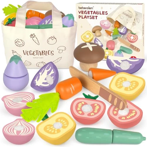 Offerta a tempo: Beberolen Verdura Legno Tagliare Giocattolo, Accessori Cucina Giocattolo Legno Bambini Bambina, Set Cibo Finto Giochi Utensili Cucina Bambini, Regalo Compleanno Pasqua Halloween Natale Bambino 3+ Anni - 0% da 18.99 € a 18.99 €