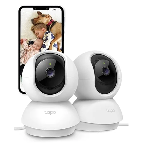 Tapo C210P2 - Telecamera WiFi per interni, 2K 3MP Full HD, telecamera per animali domestici, sicurezza a 360°, visione notturna, funziona con Alexa e Google Home, senza canone mensile