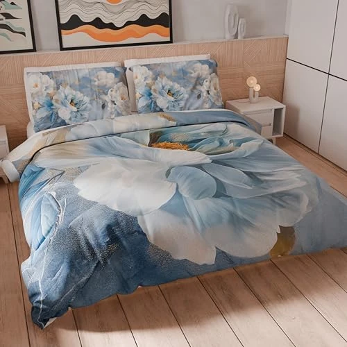 Offerta a tempo: PETTI Artigiani Italiani - Set Copripiumino Matrimoniale 240x220 cm (2 Federe 63x63 cm Incluse), Parure Copripiumino Microfibra con Stampa Digitale Floreale 25 13 - Made in Italy - 36% da 45.90 € a 29.51 €