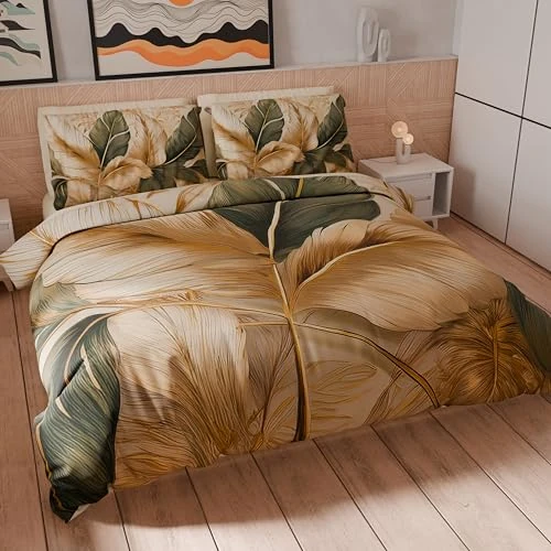PETTI Artigiani Italiani - Single Duvet Cover Set 135 x 200 cm (1 Pillowcase 75 x 50 cm Included) Microfibre Duvet Cover Set with Digital Floral Print 04 302 - Made in Italy