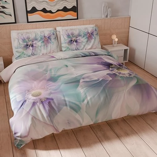 Oferta limitowana: PETTI Artigiani Italiani - Pojedynczy zestaw poszewek na kołdrę 150 x 200 cm (1 poszewka na poduszkę 50 x 80 cm w zestawie), zestaw pościeli z miękkiej mikrofibry z kwiatowym nadrukiem cyfrowym 04 159 z 344.00 zł na 56.51 zł (oszczędź 8