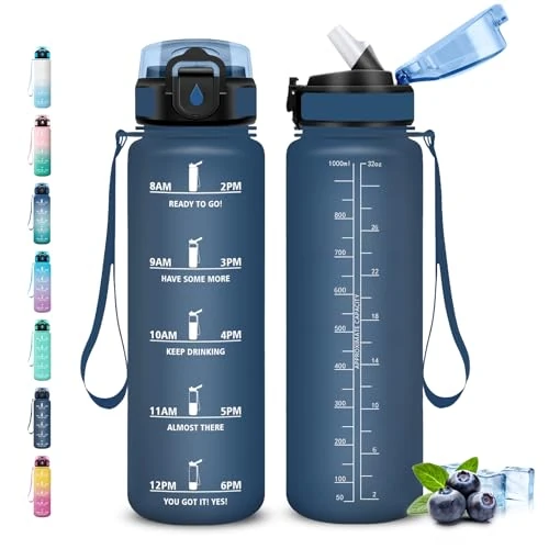 Oferta ograniczona: Butelka na wodę, 1 l, butelka ze słomką, nie przecieka, butelka na siłownię - łatwa w czyszczeniu, motywacyjne butelki na wodę, butelki z bezpiecznym zamknięciem, do fitnessu, jogi, biwakowania z 78.20 PLN na 78.20 PLN (zniżka 0%)