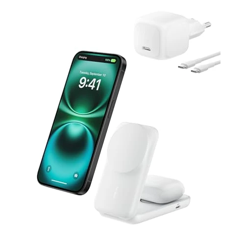 Offerta a tempo: Belkin UltraCharge Caricatore Wireless Magnetico Qi2 25W 2 in 1 - Bianco - 15% da 59.99 € a 50.99 €