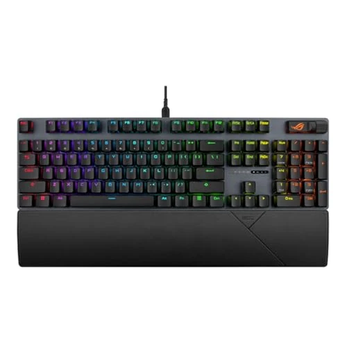 ASUS ROG Strix Scope II X Gaming-Tastatur, ROG NX Snow V2 Schalter mit stoßdämpfendem Schaumstoff, PBT-Tastenkappen, Multifunktions-Steuerung und Schnellwahltasten, RGB-LED, Schwarz