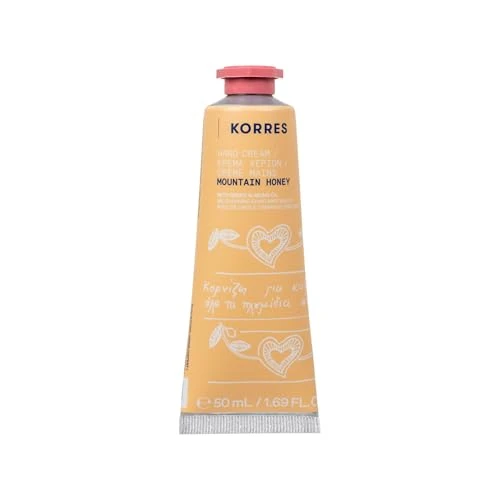 KORRES MOUNTAIN HONEY Handcreme, nährende Handcreme mit Süßmandelöl, warmer Honigduft, silikon- & parabenfrei, intensive Pflege für trockene Hände, praktische Größe für unterwegs, 50 ml