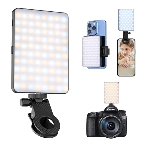 Etentous LED Luz Selfie, 80 LED Luz de Video Profesional, Recargable CRI 90+ Luz de cámara, Foco Movil Luz Selfie con 3 Modos de Luz, Luz de Relleno para TikTok,Zoom,Fotografía,Videos