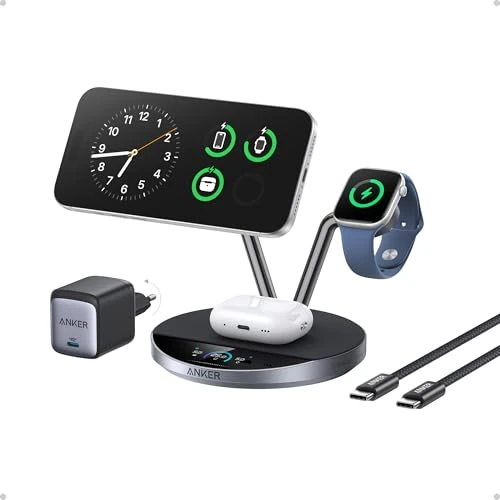 Oferta limitada: Anker Prime Cargador Inalámbrico iPhone 3 en 1 Qi2 25W Pantalla Inteligente de 159.99 € a 126.39 € (ahorro 21%)
