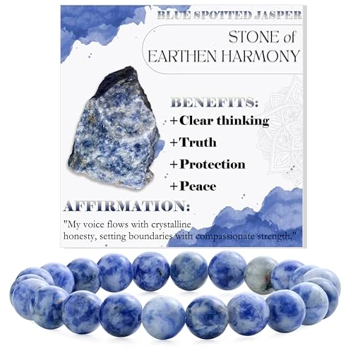 Offerta a tempo: Bivei Jaspe Tacheté Blu - Flusso Calmo - signora braccialetto perline 8mm semiprezioso cristallo naturale elastico elastico cristallo accessori regalo di yoga - 5% da 11.30 € a 10.74 €