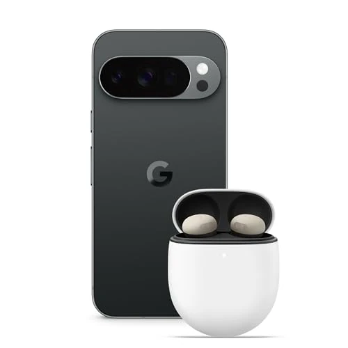 Google Pixel 10 Pro - Unlocked Android Smartphone with Gemini, Triple Rear Camera System, 24+ Hour Battery and 6.3" Super Actua Display - Obsidian, 128GB + Buds Pro 2