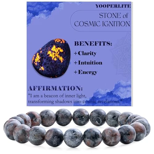 Zeitlich begrenztes Angebot: Bivei Yooperlit – Wahrheit & Klarheit – Perlenarmband für Frauen 8mm Halbedelstein dehnbarer elastischer Schmuck Yoga Geschenke von 9.74 € auf 7.79 € (20% Rabatt)