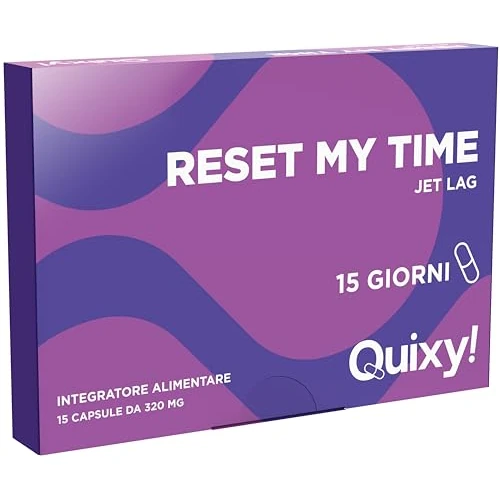 Quixy Reset My Time – Integratore Sonno con Melatonina, Valeriana, Escolzia, Griffonia e Vitamine B – Per Jet Lag, Turni Irregolari e Relax Notturno – 15 Capsule Made in Italy