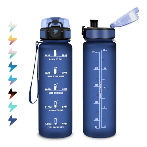 Butelka na wodę 500 ml, butelka na wodę dla dzieci z filtrem, motywacyjna butelka na wodę ze skalą czasową, wielokrotnego użytku i łatwa do czyszczenia, butelka szkolna do biura, dla dzieci, na