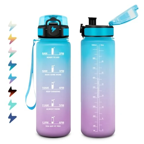 Offerta a tempo: Borraccia 1 Litro, Bottiglia Motivazionale con Filtro, a Prova di Perdite, Bottiglia Acqua Sportiva con Indicatore del Tempo, Facile da Aprire, Borraccia Palestra per Viaggi, Fitness, Scuola - 11% da 12.99 € a 11.59 €