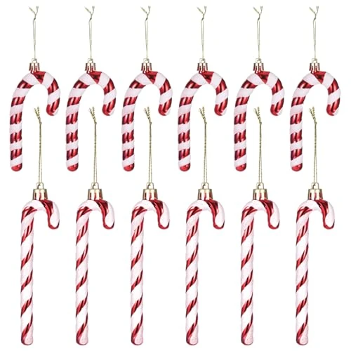 Oferta limitada: Zocipro 12 Piezas Bastones de Caramelo para Arbol de Navidad, Bolas de Navidad Rojo y Blanco, Brillante Colgantes de Caramelos, Adornos Navideños de 11.99 EUR a 8.99 EUR (ahorro 25%)