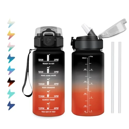 Oferta limitowana: Butelka dla dzieci, 500 ml, butelka ze słomką, łatwa pielęgnacja, szczelna, wielokrotnego użytku, motywacyjna butelka na wodę ze znacznikiem czasu, do biura, szkoły, dla dzieci, siłowni z 80.14 zł na 80.14 zł (oszczędź 0.00%)