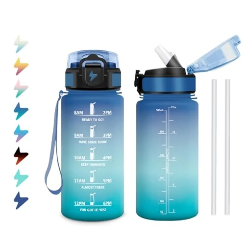 Limited offer: Children's Leak-Proof Water Bottle, 500 ml, Water Bottle with Straw, Sports Water Bottle with Time Marking, Suitable for Carbonated Drinks, Sports Bottle for Jogging, School, Girls, Boys, Picnic, Gym from 9.33 EUR to 9.33 EUR (save 0%)