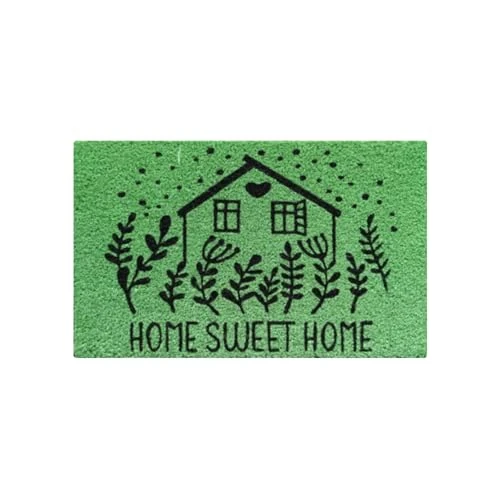 Limited offer: Baroni Home Home Entrance Doormat Hand Painted Coconut Fibre, Outdoor Rug with Non-Slip Backing, Durable and Easy to Clean Doormat 60 x 38 cm, Home (Green) from 19.99 EUR to 16.99 EUR (save 15%)