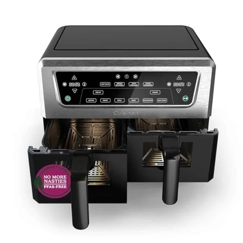 Cuisinart Air Fryer XXL Doble Zona | Sin PFAS | 2x5.2L | Fríe, hornea, deshidrata, mantiene caliente | Cocina 8+ raciones | Piezas lavavajillas
