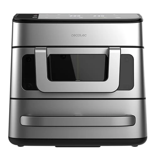 Cecotec Cecofry FoodCourt 18000 4 Pizza+ Air Fryer and Oven 18 L 2700 W with Stone, 9 L Air Fryer, Separate Wall, Colour Screen, Stainless Steel, Synchronization Tanks