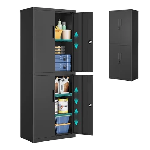 Oferta limitada: SONGMICS Armario de Garaje de 5 Estantes con 4 Puertas, de Metal | Armario de Oficina, 60 x 40 x 180 cm, 2 Cerraduras, Estantes Ajustables, Negro Mate, Colección BEREND OMC017BD01 de 159.99 € a 159.99 € (ahorro 0.00%)