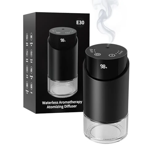 Offerta a tempo: Diffusore di oli essenziali, Diffusore profumo auto per casa grande spazio, auto, ufficio, casa, mini diffusore di aroma batteria, 4 timer e 3 livelli di nebbia, capacità 100ml - 24% da 32.99 € a 24.98 €