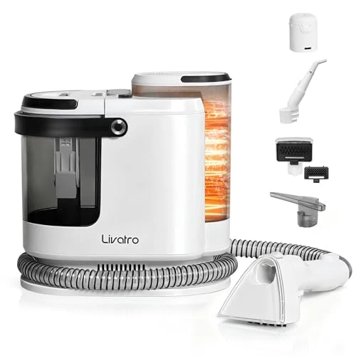 Livatro Carpet Cleaner Machine, Instant Heating Rugs Cleaner, 1700W 15KPa Upholstery Cleaner, 1.6L Tank, Self-Cleaning Function, Deep Spot Cleaner for Carpet, Sofa, Car, Upholstery, Stairs, Pet Stains