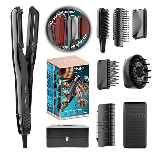 Offerta a tempo: Cecotec Piastra per Capelli con Aria con 6 Accessori AirLisse 6in1 Elite. 112000RPM, Flusso di Aria 13m/s, Funzione Plasma, Motore Brushless, Spazzola Convenzionale Inclusa, Custodia in Pelle - 0.00% da 90.90 € a 90.90 €