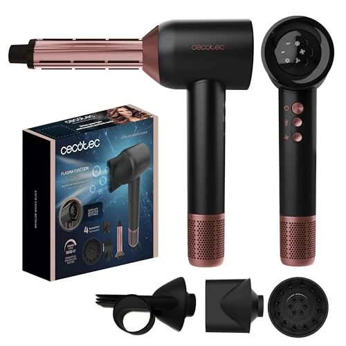 Cecotec DryGlam Waves Black DryGlam Waves Black 1600W 110,000 RPM Brushless Motor Coanda Effect Heads, Digital Display, Intelligent Heat Control, Memory Function