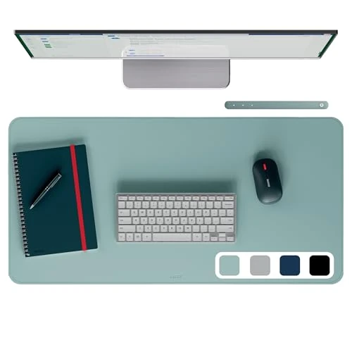 Zeitlich begrenztes Angebot: Leitz Schreibtischunterlage, Wasserabweisende Schreibtischmatte, Rutschfeste Tischunterlage für Schreibtisch, Tastatur und Maus, Langlebig, Mint, 80 x 40 cm, 53820051 von 12.00 € auf 10.23 € (15% Rabatt)